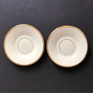 Set of 2 Lenox “Eternal” Ivory Gold Bone China Saucers 6" USA Excellent